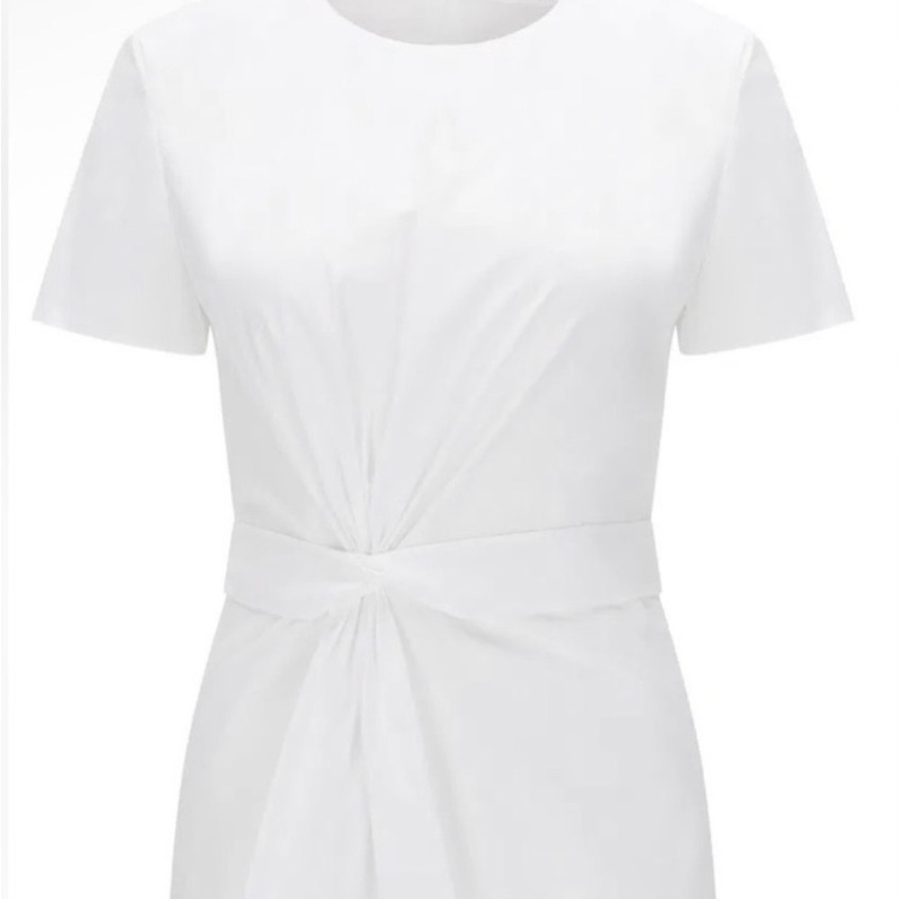 Hugo Boss White Twist Waist Peplum Blouse Size 4 - Picture 3 of 6